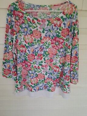 TALBOTS Scoop Neck Floral Print Women's Top Size XL